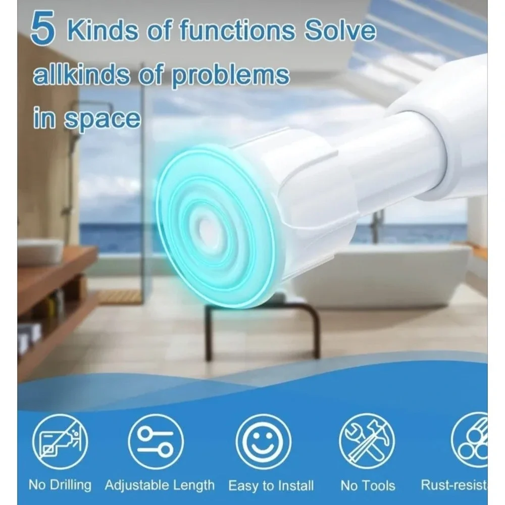 5 Pack twist Tension multi purpose Rods White Ajustable